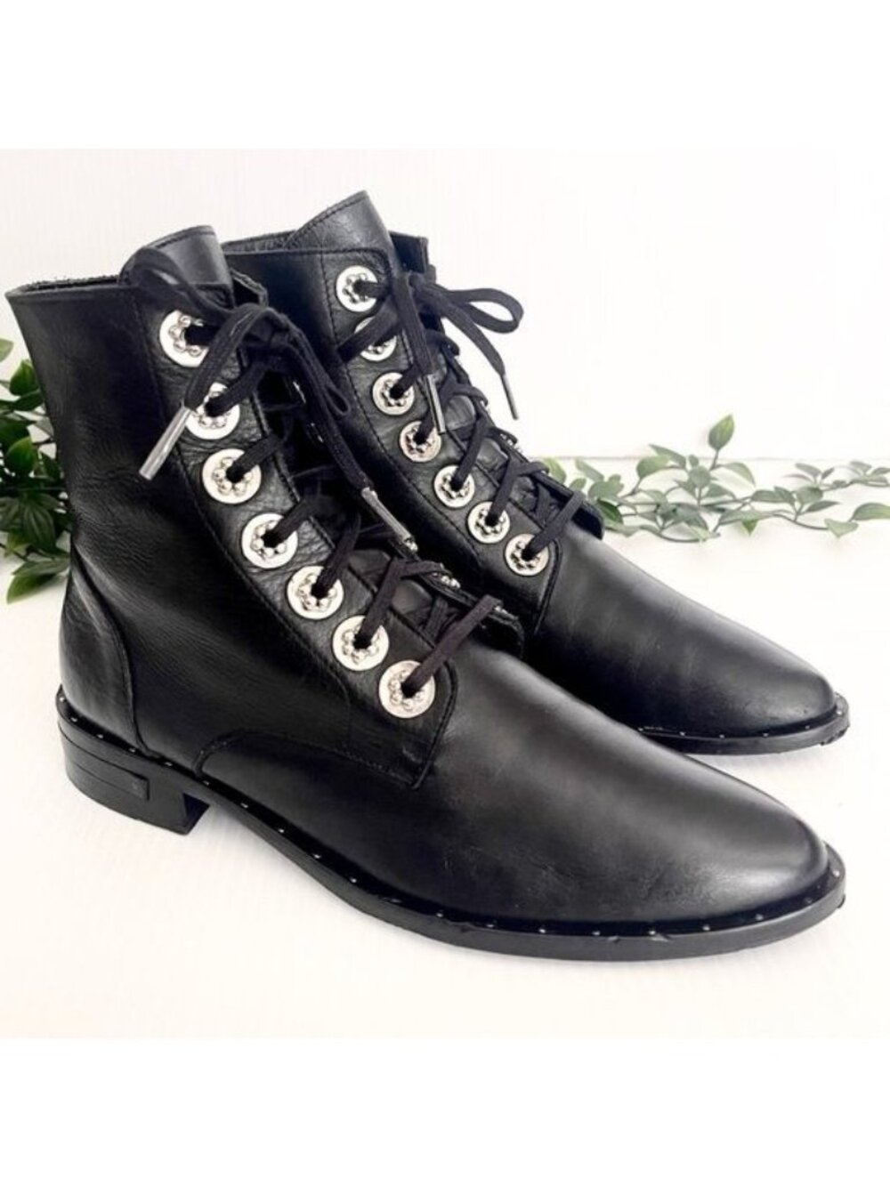 Frēda Salvador Ralf ankle combat black leather lace up Boots 6.5